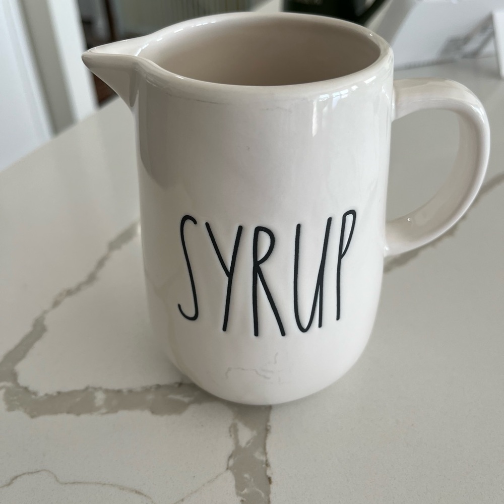Rae Dunn White Ceramic Syrup Pitcher